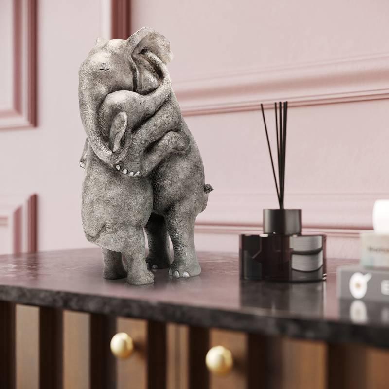home24 Dekofigur Elephant 22 x 36 x 15cm Grau/Grau von home24
