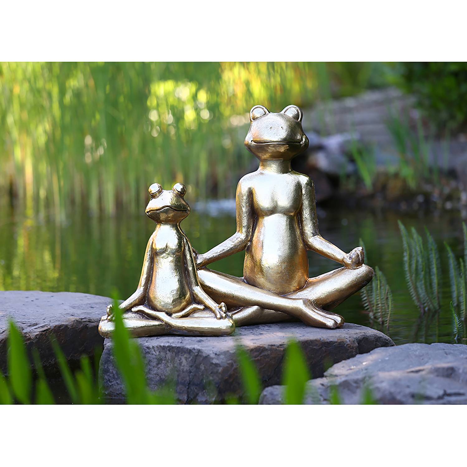 home24 Dekofigur Yoga 48 x 52 x 22cm Gold von home24