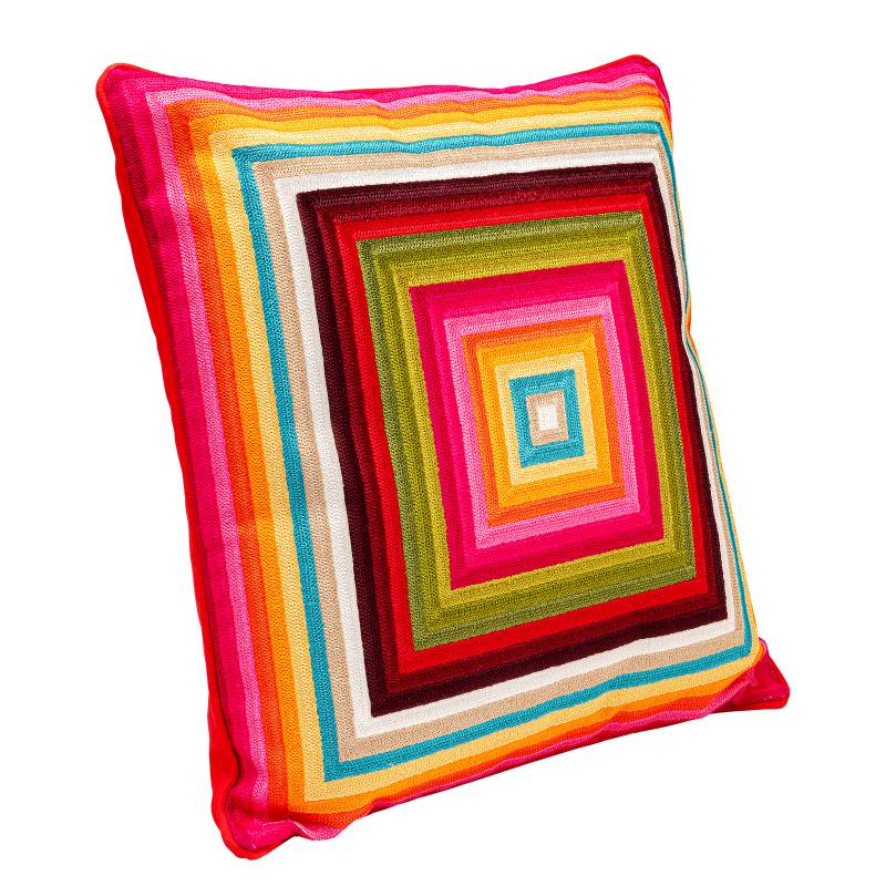 home24 Dekokissen Artistic Square Multicolor/Multicolor 50 x 50 x 1cm Polyester/Baumwollstoff von home24