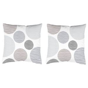 home24 Dekokissen Borden 2er-Set Grau/Grau 50 x 50cm Webstoff von home24