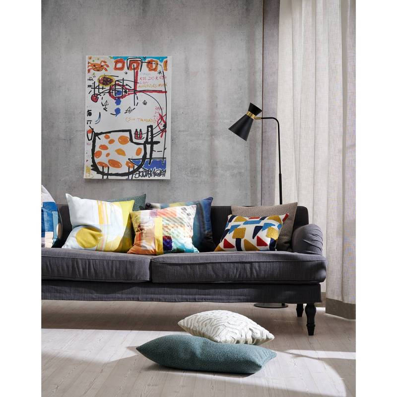 home24 Dekokissen Tony I Blau/Blau 40 x 60cm Webstoff von home24