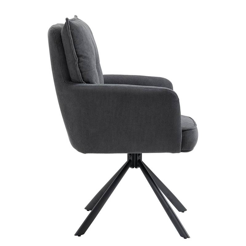 home24 Drehbarer Armlehnenstuhl DIDRIP 2er-Set 61 x 95 x 67cm Grau/Anthrazit von home24