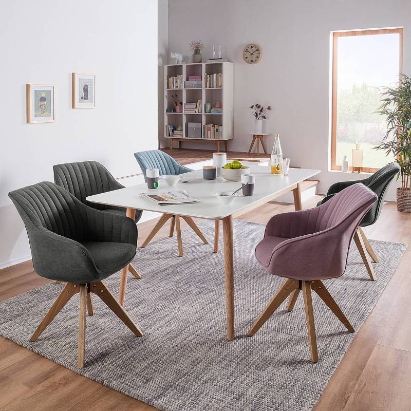 home24 Drehbarer Armlehnenstuhl ERMELO 60 x 83 x 65cm 2er Set Grau/Dunkelgrau von home24