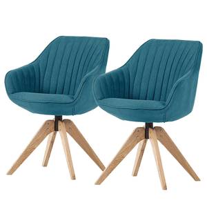 home24 Drehbarer Armlehnenstuhl ERMELO 60 x 83 x 65cm 2er Set Türkis/Petrol von home24