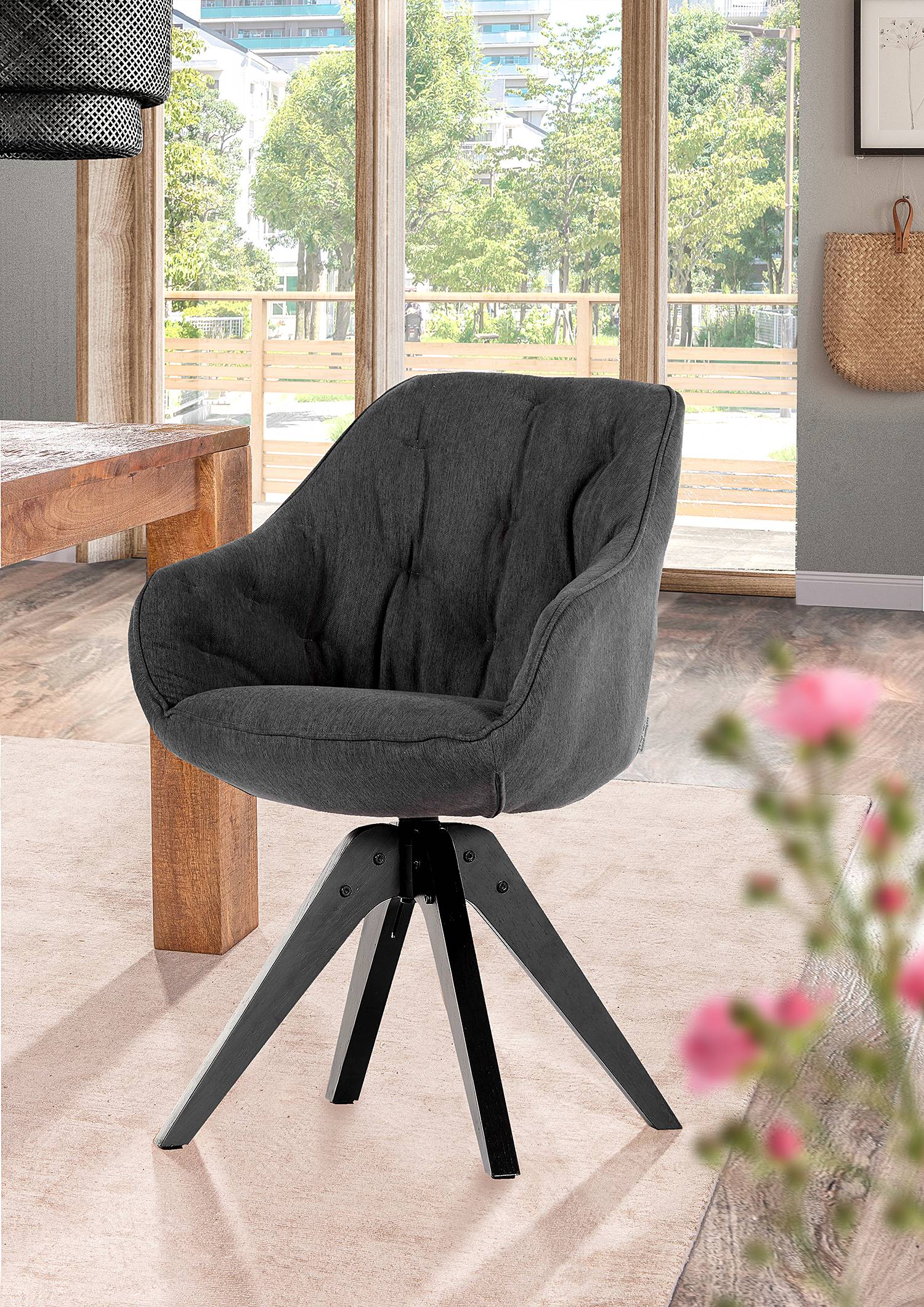 home24 Drehbarer Armlehnenstuhl EVATO 60 x 83 x 65cm 2er Set Schwarz/Anthrazit Schwarz home24 Drehbarer Armlehnenstuhl EVATO 60 x 83 x 65cm 2er Set Schwarz/Anthrazit Schwarz von home24