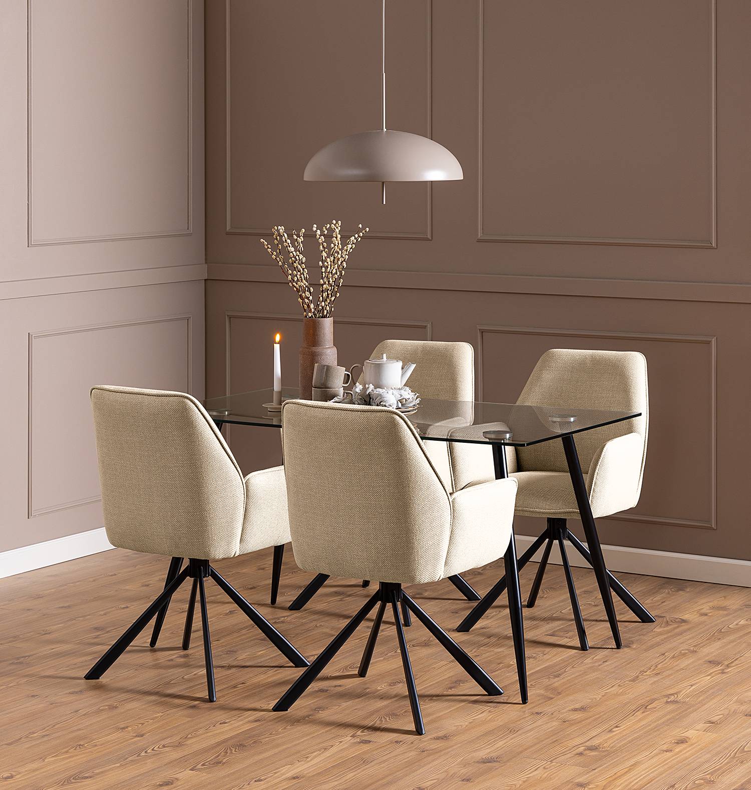 home24 Drehbarer Armlehnenstuhl SUNDET 2er-Set 61 x 89 x 63cm Strukturstoff Badia: Beige Beige home24 Drehbarer Armlehnenstuhl SUNDET 2er-Set 61 x 89 x 63cm Strukturstoff Badia: Beige Beige von home24