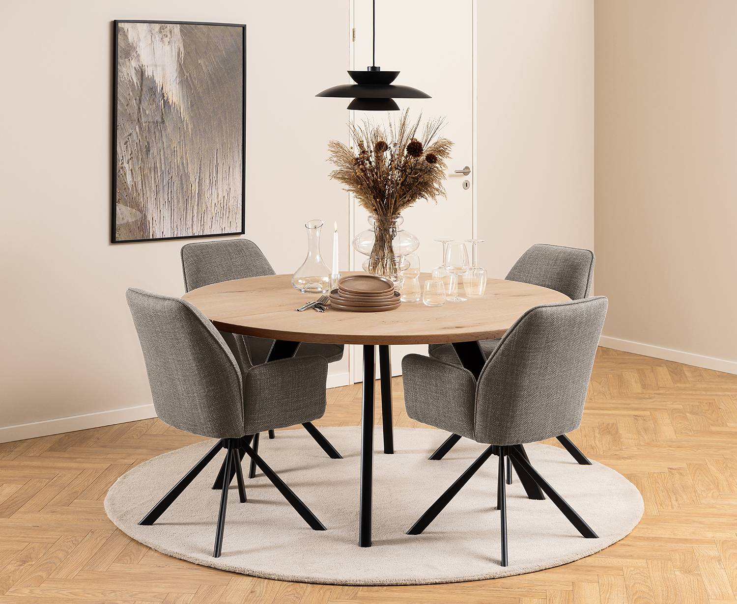 home24 Drehbarer Armlehnenstuhl SUNDET 2er-Set 61 x 89 x 63cm Strukturstoff Badia: Grau Grau home24 Drehbarer Armlehnenstuhl SUNDET 2er-Set 61 x 89 x 63cm Strukturstoff Badia: Grau Grau von home24