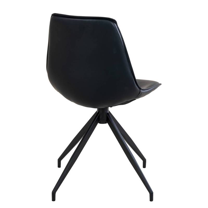 home24 Drehbarer Esszimmerstuhl Moss 2er-Set 48 x 86 x 54cm Schwarz/Schwarz von home24