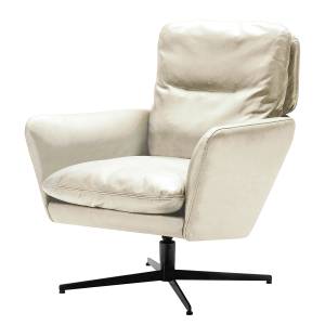 home24 Drehsessel AMORO Beige Echtleder Anila ohne Hocker 77 x 94 x 83cm von home24
