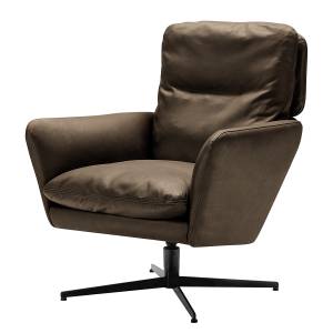 home24 Drehsessel AMORO Braun Echtleder Anila ohne Hocker 77 x 94 x 83cm von home24