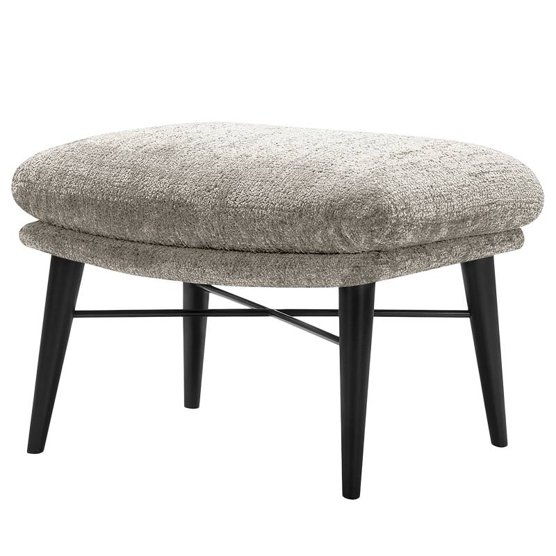 home24 Drehsessel AMORO Grau Chenille Skady mit Hocker 77 x 94 x 83cm von home24