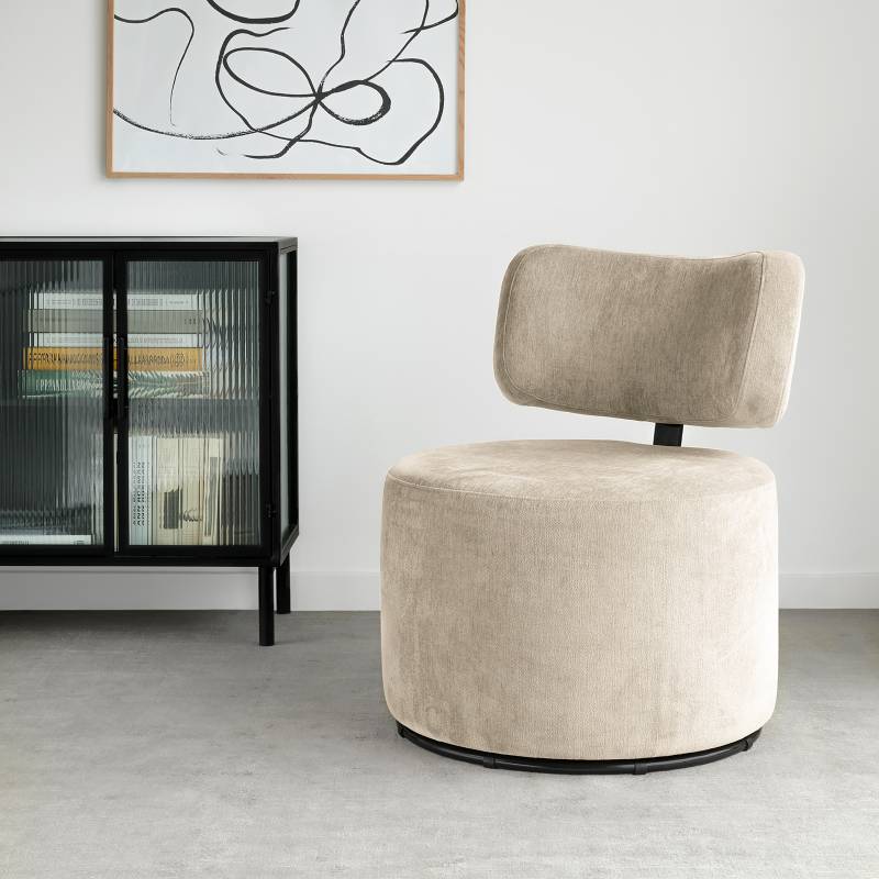 home24 Drehsessel KYTT Beige Flachgewebe Calea 61 x 76 x 68cm von home24