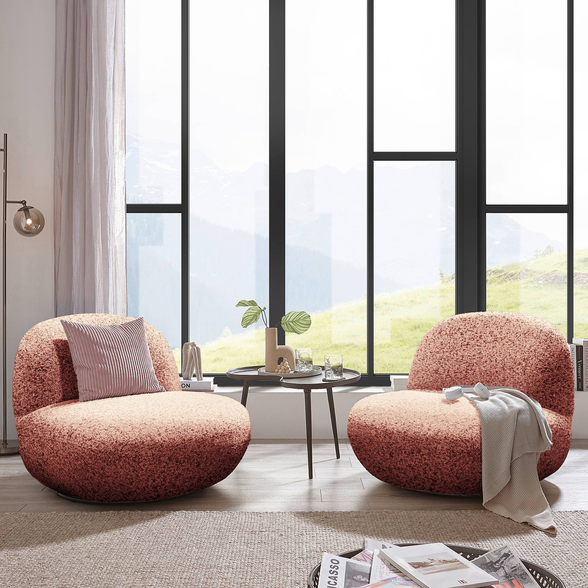 home24 Drehsessel MORLEY Rot/Beige Strukturstoff Purna 85 x 70 x 99cm home24 Drehsessel MORLEY Rot/Beige Strukturstoff Purna 85 x 70 x 99cm von home24