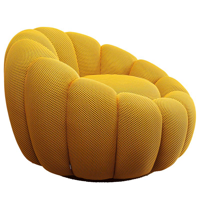 home24 Drehsessel Peppo Gelb/Gelb Strukturstoff 94 x 66 x 94cm von home24