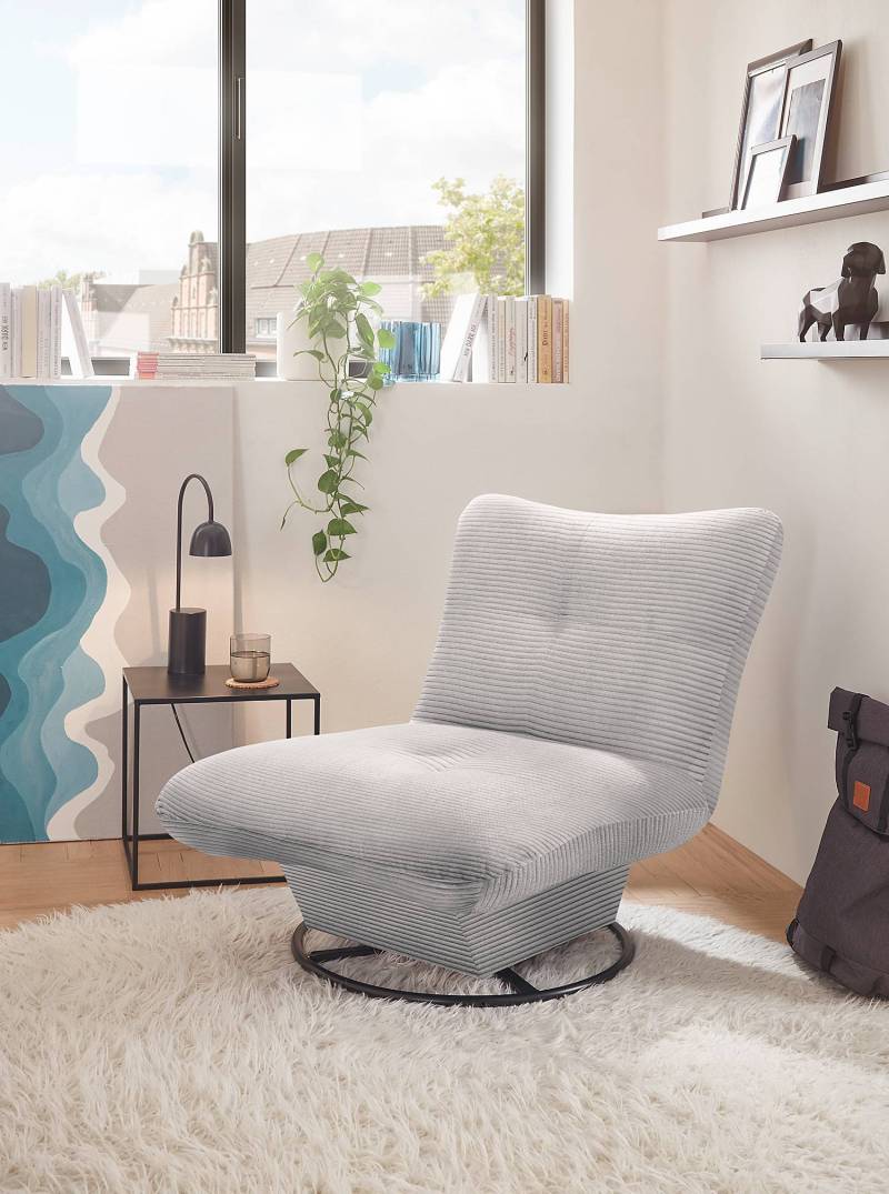 home24 Drehsessel Varland Grau Cordstoff Zuri 96 x 75 x 93cm von home24