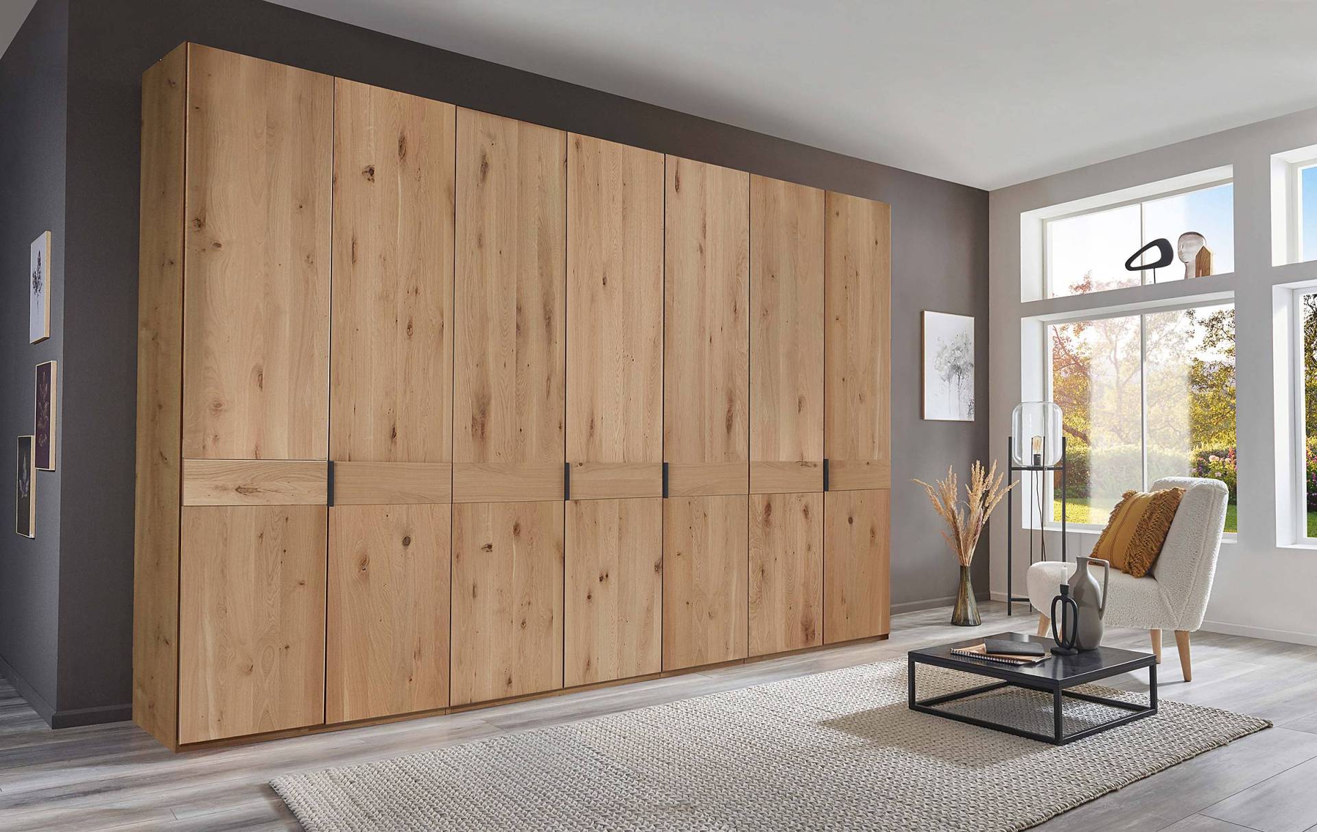 home24 Drehtürenschrank 344 x 216cm Braun/Eiche von home24