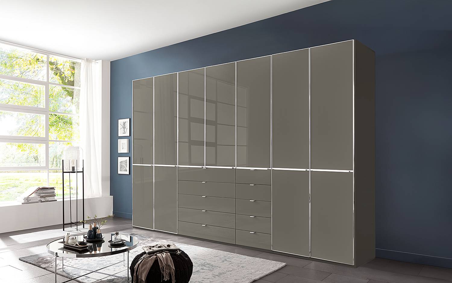home24 Drehtürenschrank 344 x 236cm Braun/Grau/Havanna von home24
