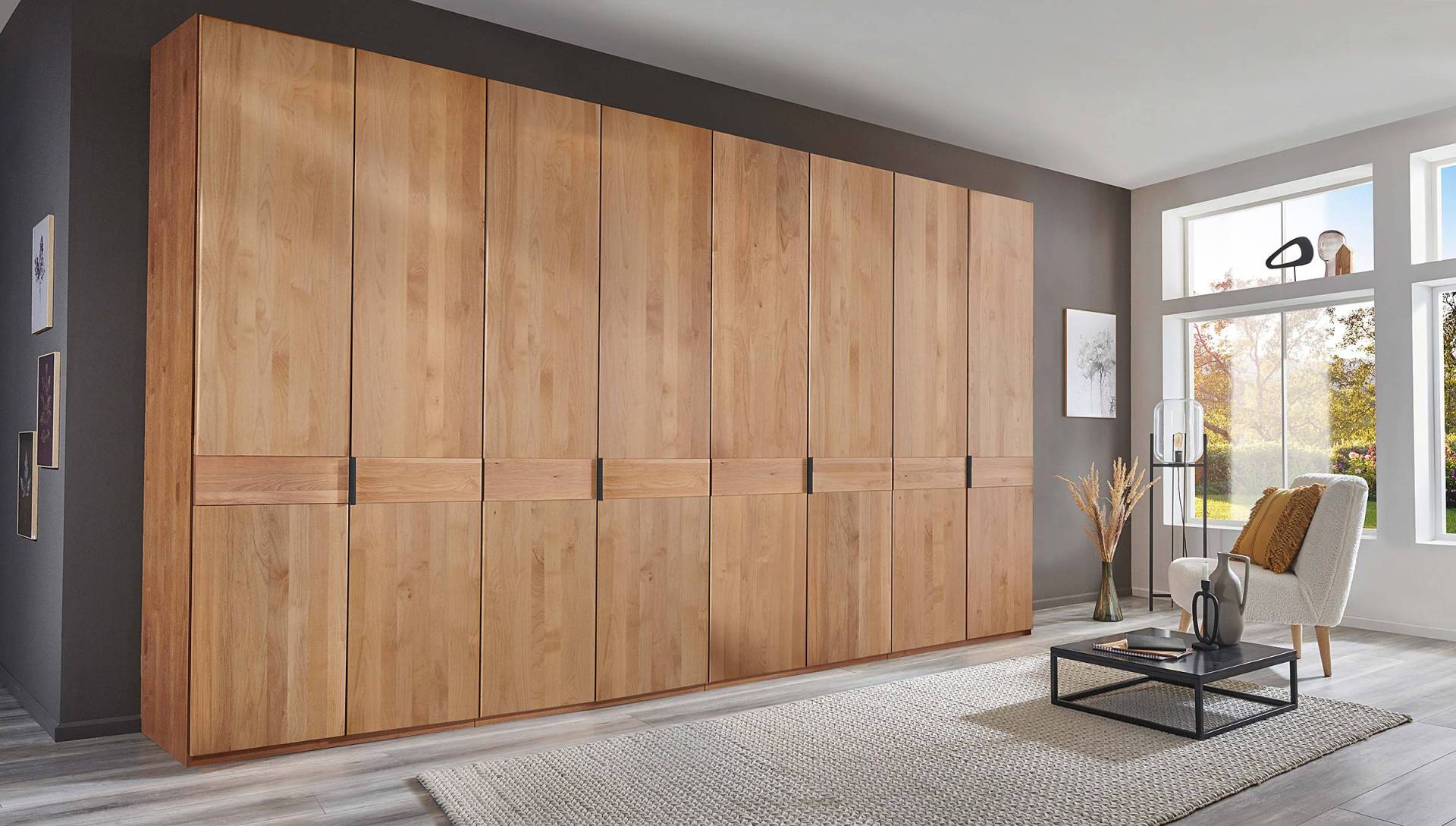 home24 Drehtürenschrank 393 x 216cm Braun/Erle von home24