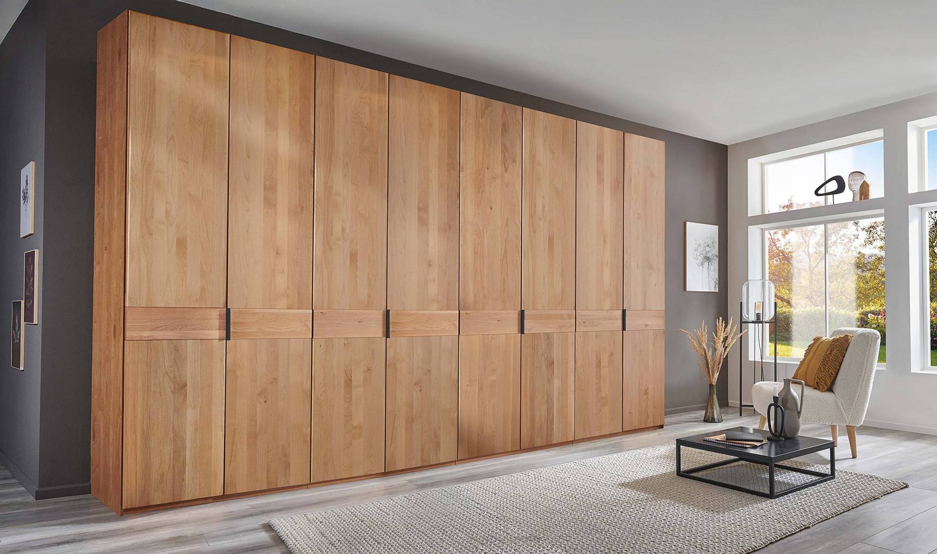 home24 Drehtürenschrank 393 x 236cm Braun/Erle von home24