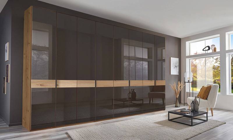 home24 Drehtürenschrank - Glastür B 393 x 236cm Braun/Mokka von home24