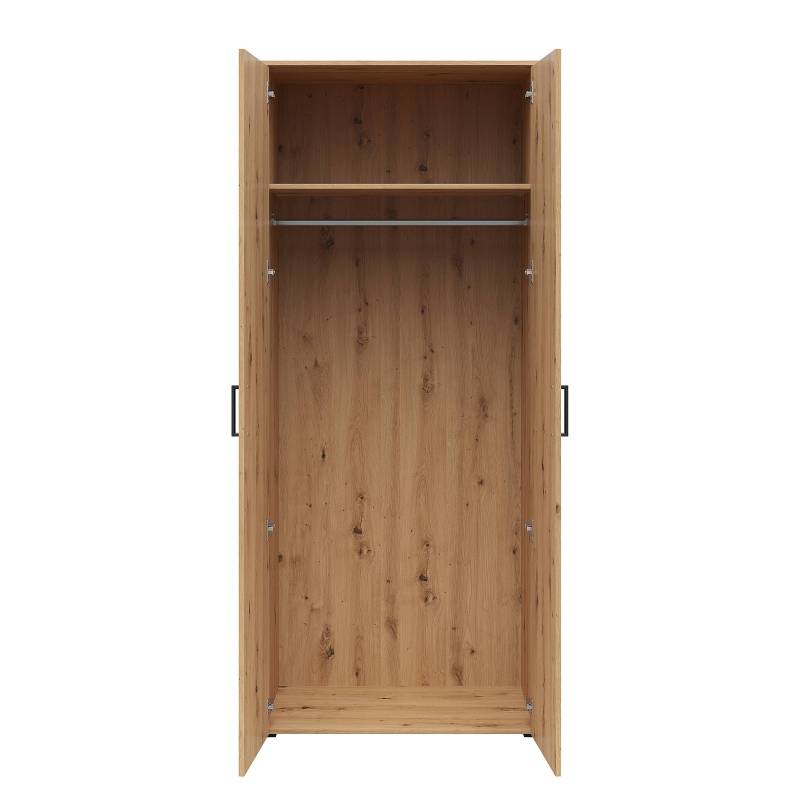 home24 Garderobenschrank Hick 80 x 195 x 52cm Braun/Eiche Artisan Dekor von home24
