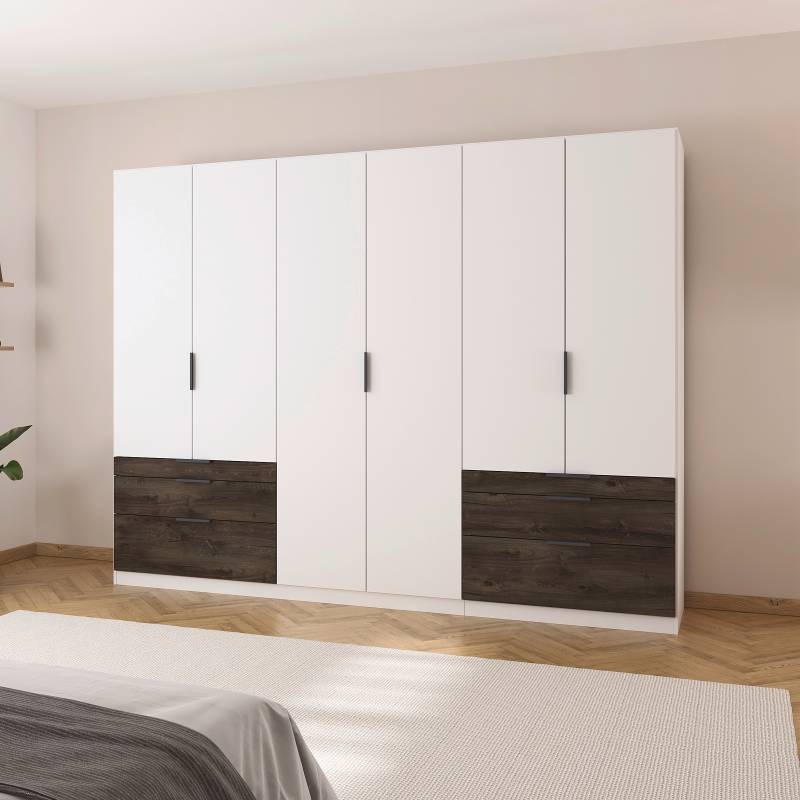 home24 Drehtürenschrank Koda 271cm 6 Weiß/Alpinweiß von home24