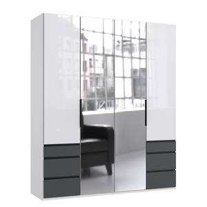 home24 Drehtürenschrank Level36 - 236 cm Typ A 200cm Weiß/Glas Weiß mit Spiegeltür/-en von home24