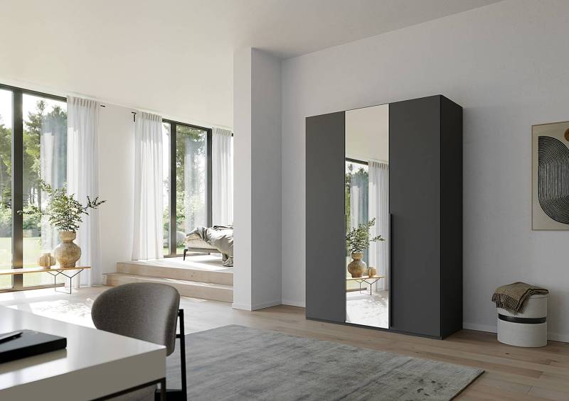 home24 Drehtürenschrank Purisma Spiegel Typ A 151cm Grau/Graphit von home24