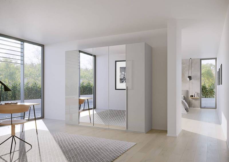 home24 Drehtürenschrank Purisma Spiegel Typ A 251cm Grau/Glas Seidengrau von home24