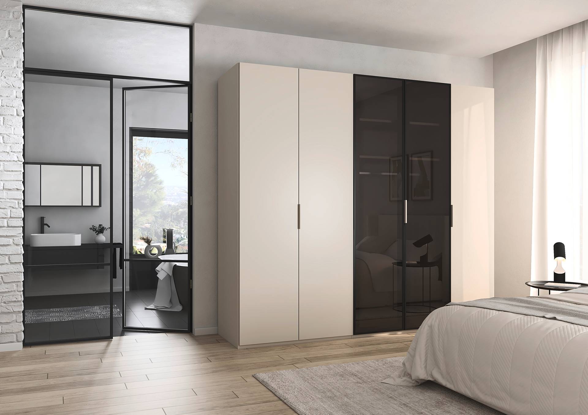 home24 Drehtürenschrank Ricco 251 x 223cm Beige/Champagner Basic home24 Drehtürenschrank Ricco 251 x 223cm Beige/Champagner Basic von home24