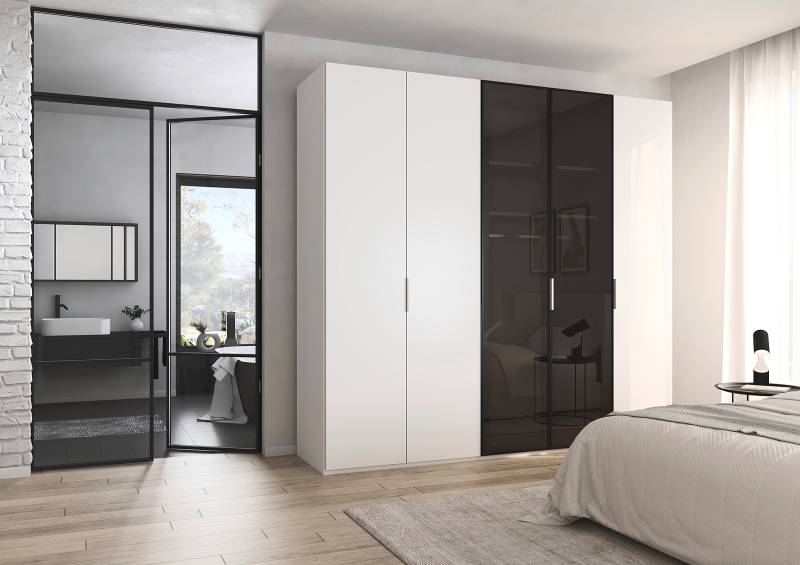 home24 Drehtürenschrank Ricco 251 x 235cm Weiß/Alpinweiß Basic von home24