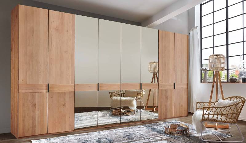 home24 Drehtürenschrank - Spiegeltür A 393 x 236cm Braun/Erle von home24