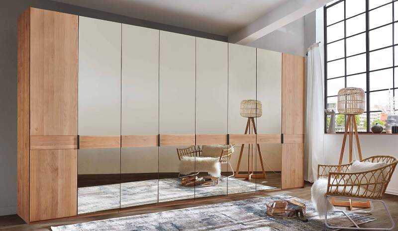 home24 Drehtürenschrank - Spiegeltür B 393 x 236cm Braun/Erle von home24