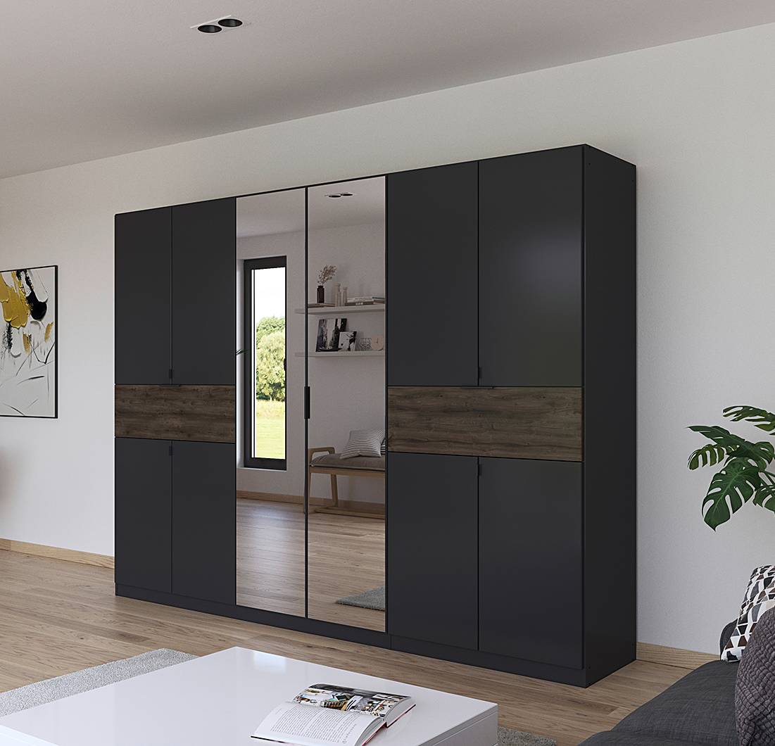 home24 Drehtürenschrank Ticao mit Spiegel 271cm Grau/Grau/Eiche Dunkel Dekor home24 Drehtürenschrank Ticao mit Spiegel 271cm Grau/Grau/Eiche Dunkel Dekor von home24