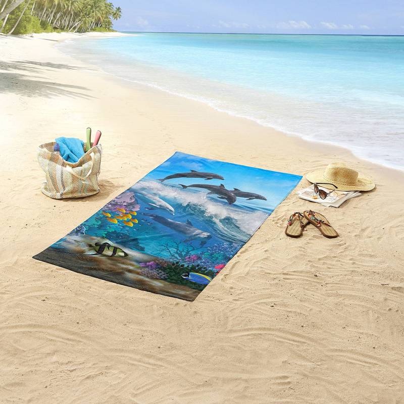 home24 Duschtuch Andre 75 x 150 x 1cm Blau von home24