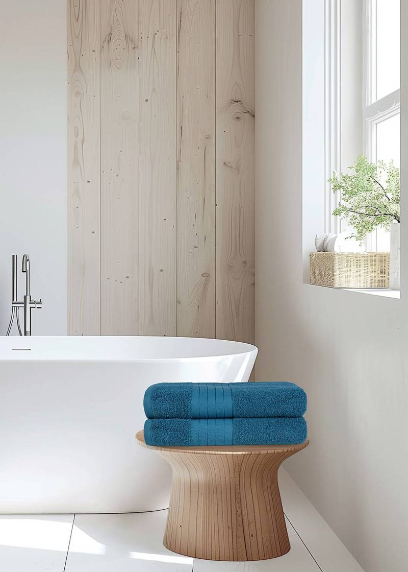 home24 Duschtuch Tarris 2er-Set 70 x 2 x 140cm Blau/Grün/Petrol von home24