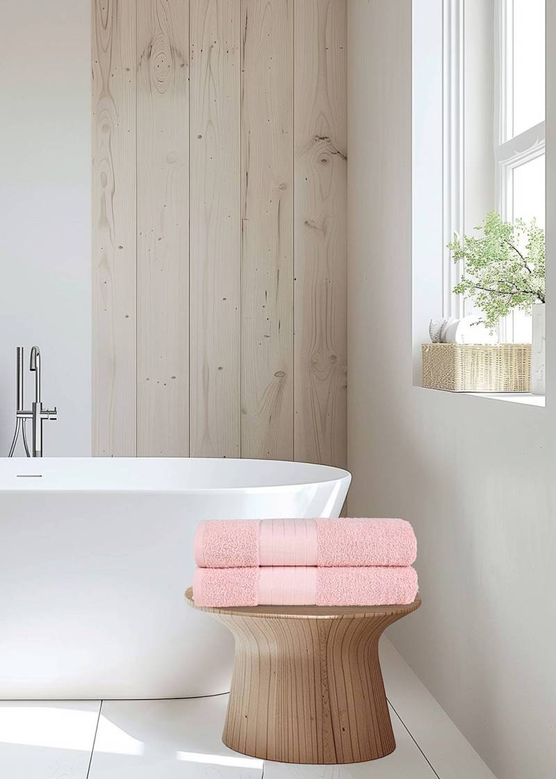 home24 Duschtuch Tarris 2er-Set 70 x 2 x 140cm Pink/Rosa von home24