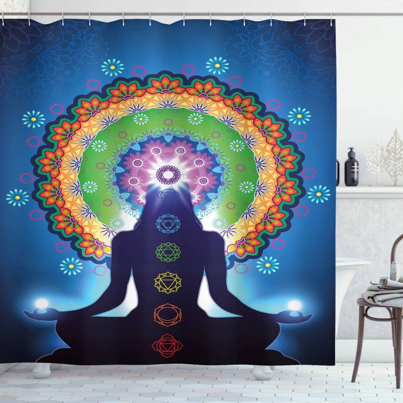home24 Duschvorhang Mandala Chakra Webstoff Multicolor 175 x 240cm von home24