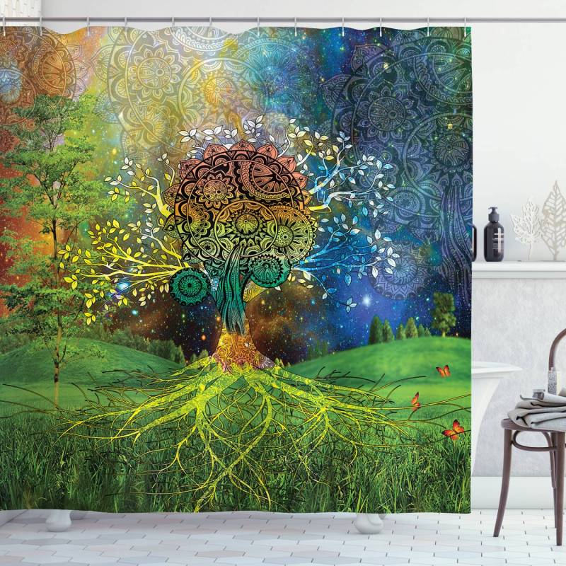 home24 Duschvorhang Mutter Erde Webstoff Multicolor 175 x 240cm von home24