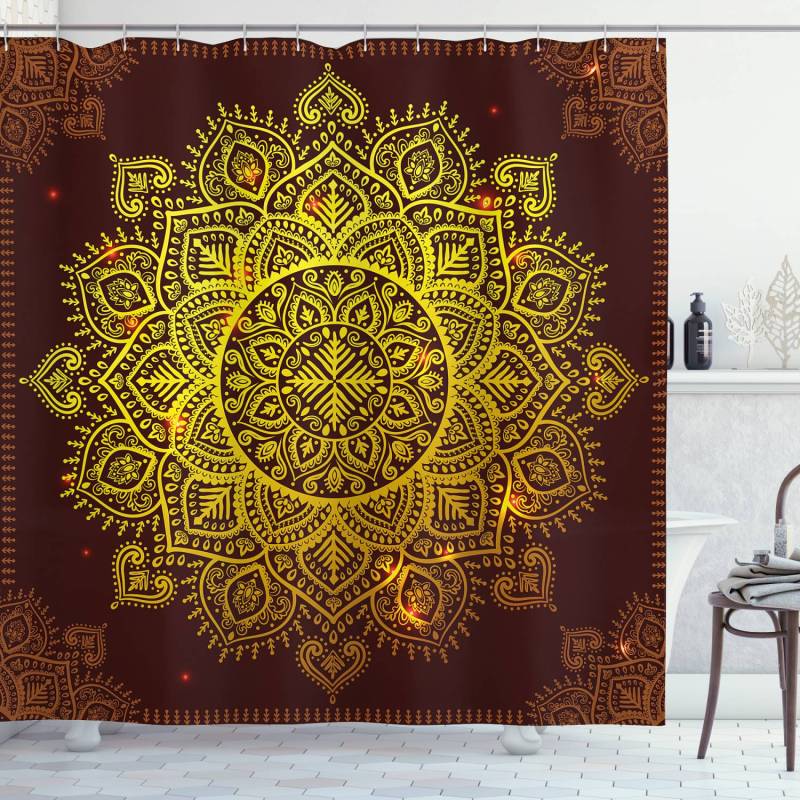 home24 Duschvorhang Oriental Snowflake Art Webstoff Braun 175 x 240cm von home24