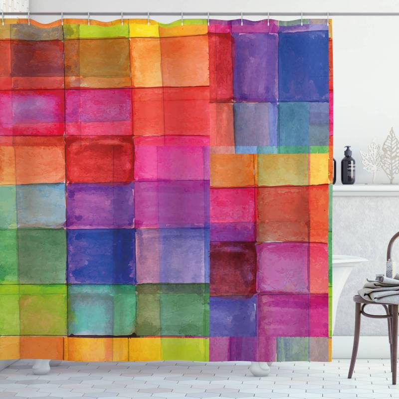 home24 Duschvorhang Regenbogen Farben Webstoff Multicolor 175 x 240cm von home24