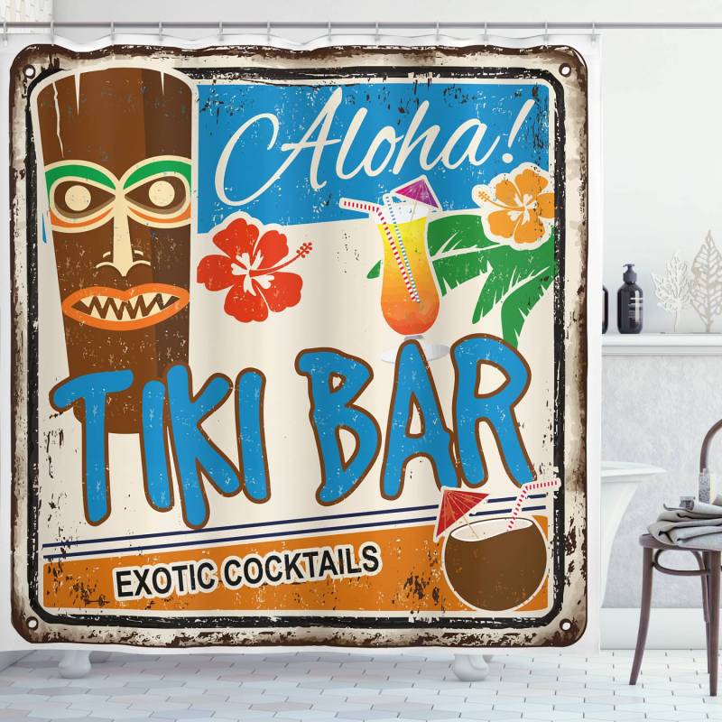 home24 Duschvorhang Tiki Bar Webstoff Multicolor 175 x 200cm von home24