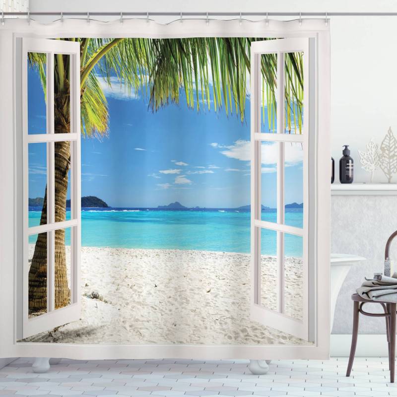 home24 Duschvorhang Tropical Beach Webstoff Multicolor 175 x 200cm von home24