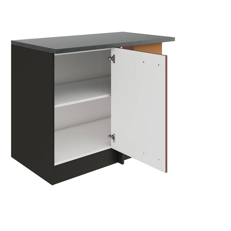 home24 Eck-Unterschrank 110 x 85 x 60cm Rot/Rostrot/Anthrazit von home24