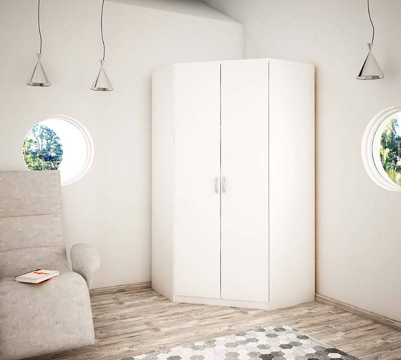 home24 Eckkleiderschrank Kozinka 2-türig 106 x 200 x 55cm Weiß home24 Eckkleiderschrank Kozinka 2-türig 106 x 200 x 55cm Weiß von home24