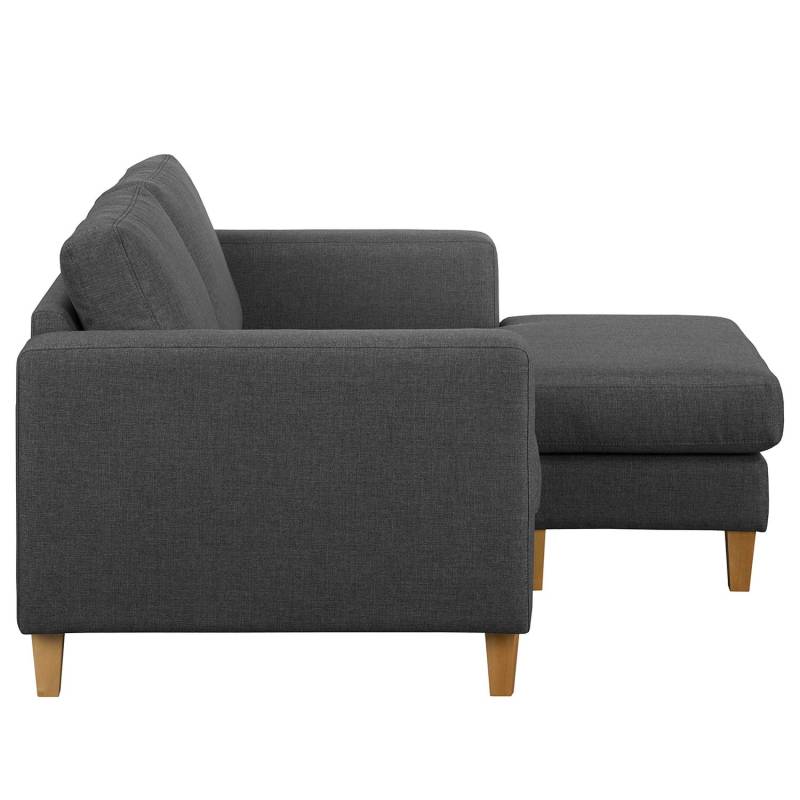 home24 Ecksofa 1-Sitzer mit Longchair Grau/Dunkelgrau Webstoff Inas 154 x 86 x 140cm Longchair davorstehend rechts Natur von home24