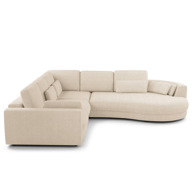 home24 Ecksofa 2-Sitzer mit Ottomane Beige Webstoff Saia 270 x 74 x 306cm Ottomane davorstehend rechts Modern von home24