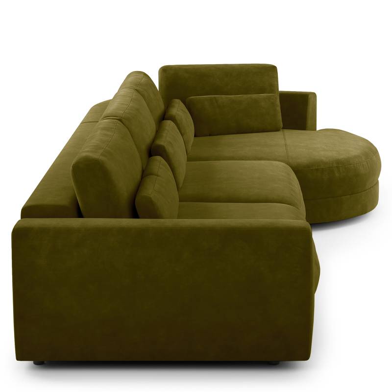 home24 Ecksofa 3-Sitzer mit Ottomane Grün Samt Vina 359 x 74 x 167cm Ottomane davorstehend rechts Modern home24 Ecksofa 3-Sitzer mit Ottomane Grün Samt Vina 359 x 74 x 167cm Ottomane davorstehend rechts Modern von home24