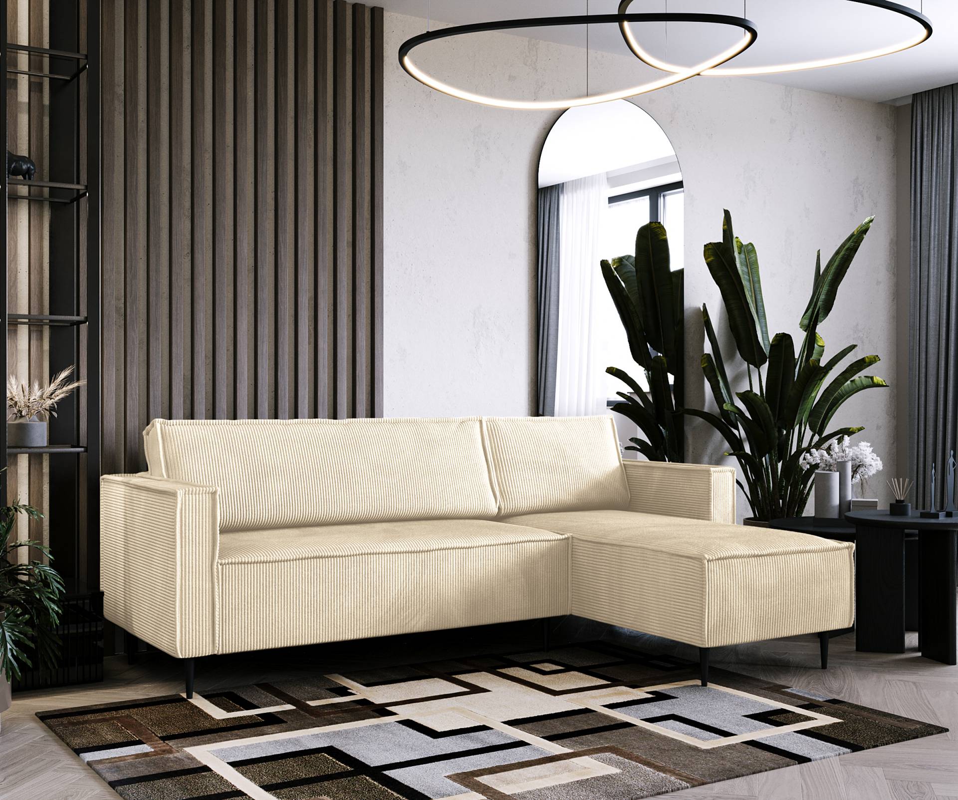 home24 Ecksofa Ainke mit Longchair Beige Cordstoff Zuri 223 x 84 x 151cm Longchair beidseitig montierbar Modern home24 Ecksofa Ainke mit Longchair Beige Cordstoff Zuri 223 x 84 x 151cm Longchair beidseitig montierbar Modern von home24