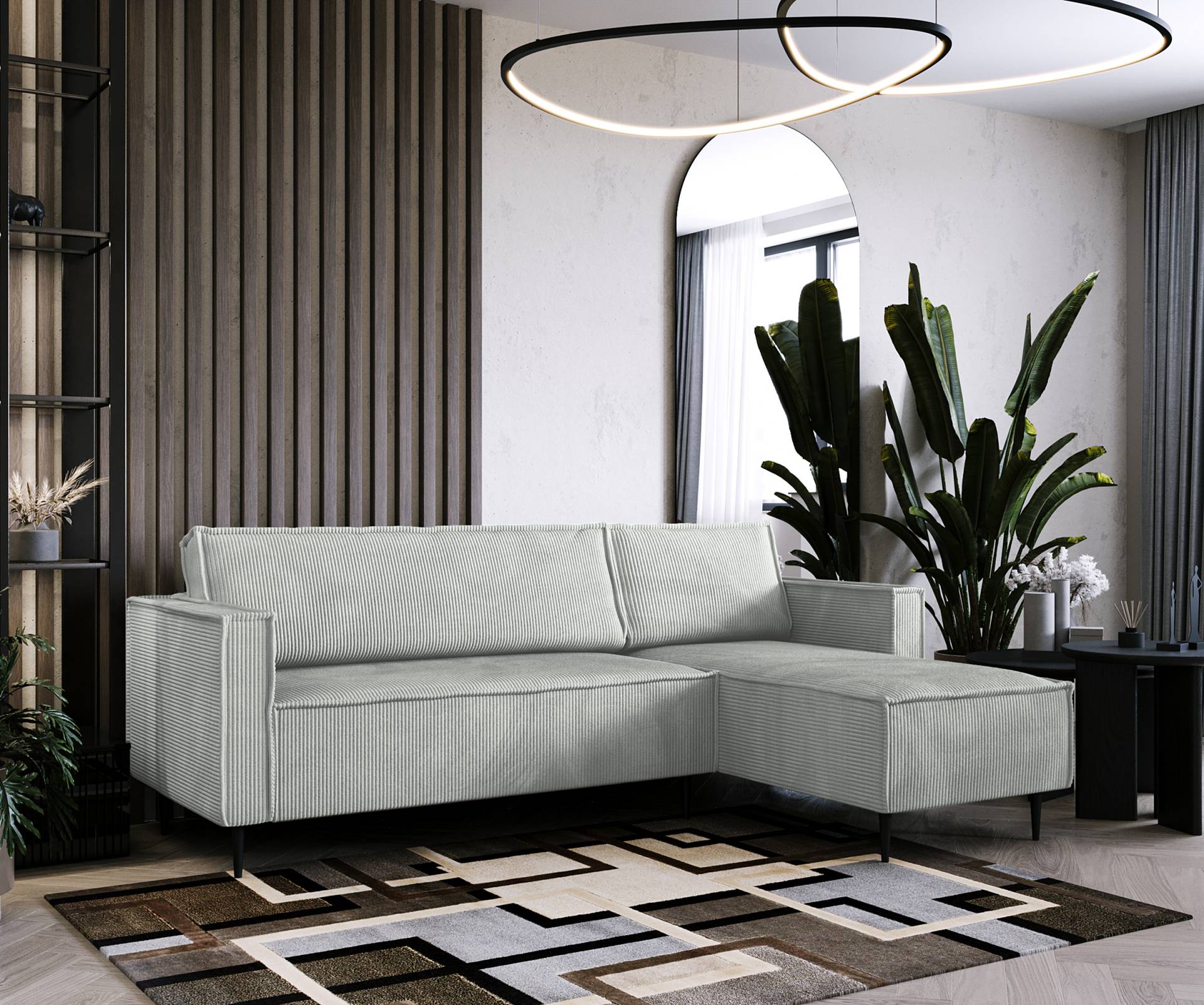 home24 Ecksofa Ainke mit Longchair Grau Cordstoff Zuri 223 x 84 x 151cm Longchair beidseitig montierbar Modern home24 Ecksofa Ainke mit Longchair Grau Cordstoff Zuri 223 x 84 x 151cm Longchair beidseitig montierbar Modern von home24